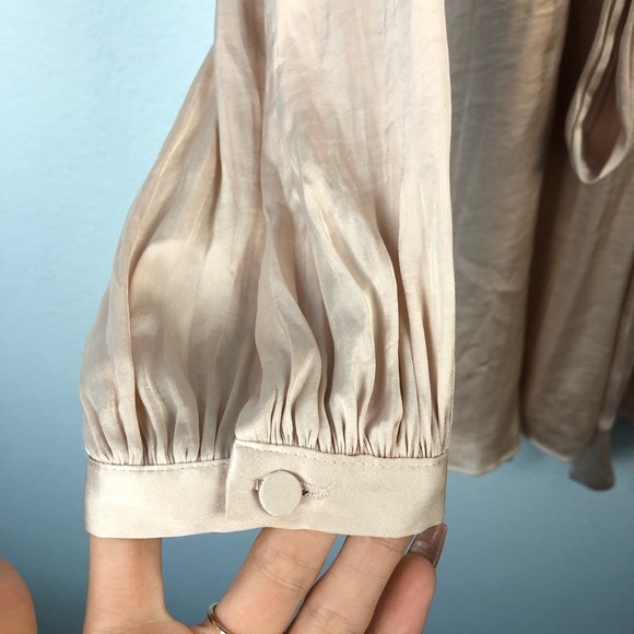 Bardot • Miranda Pink Satin Long Sleeve Wrap Dress - Picture 5 of 8